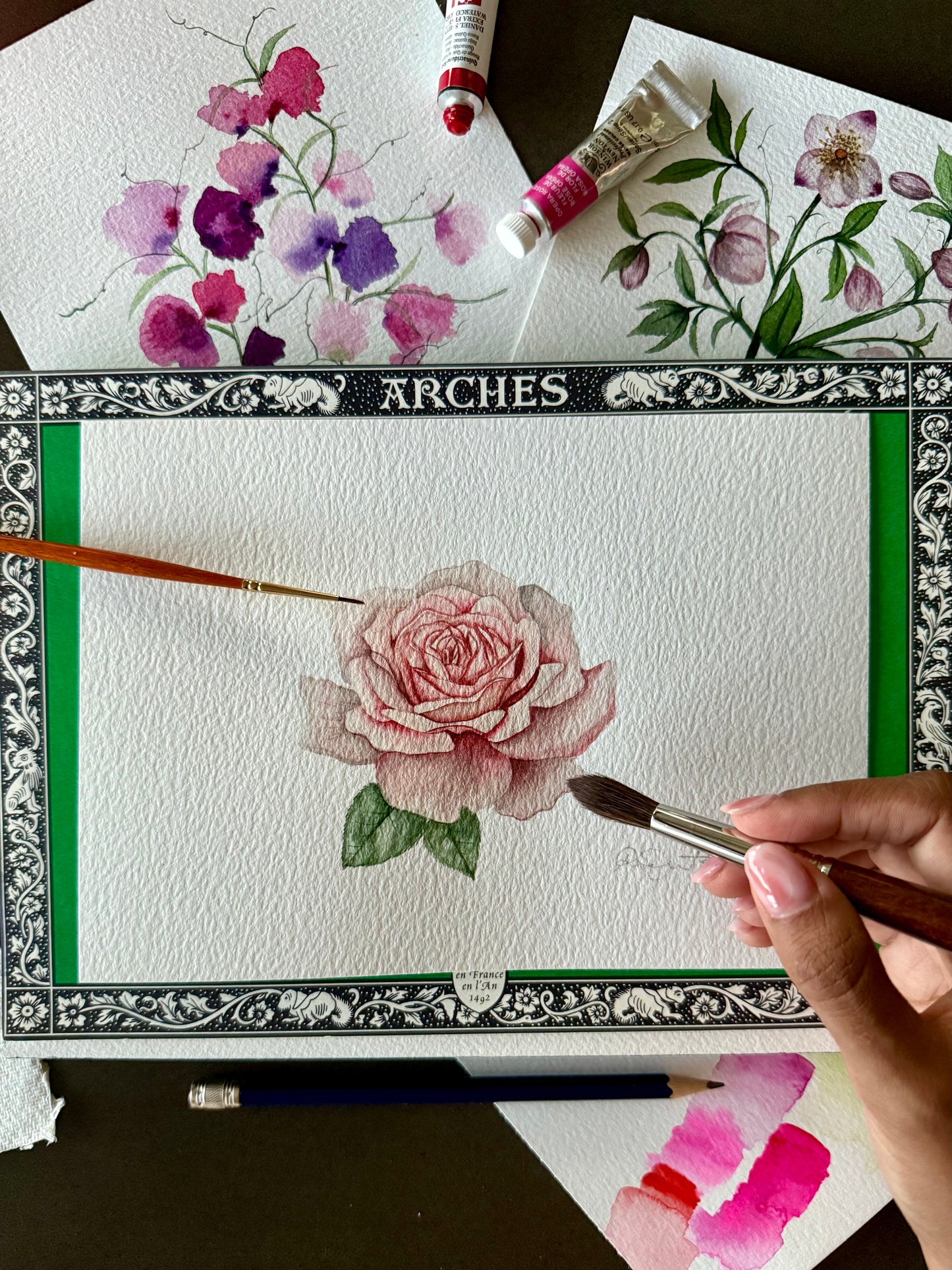 Rose Floral Watercolour Greetings Card