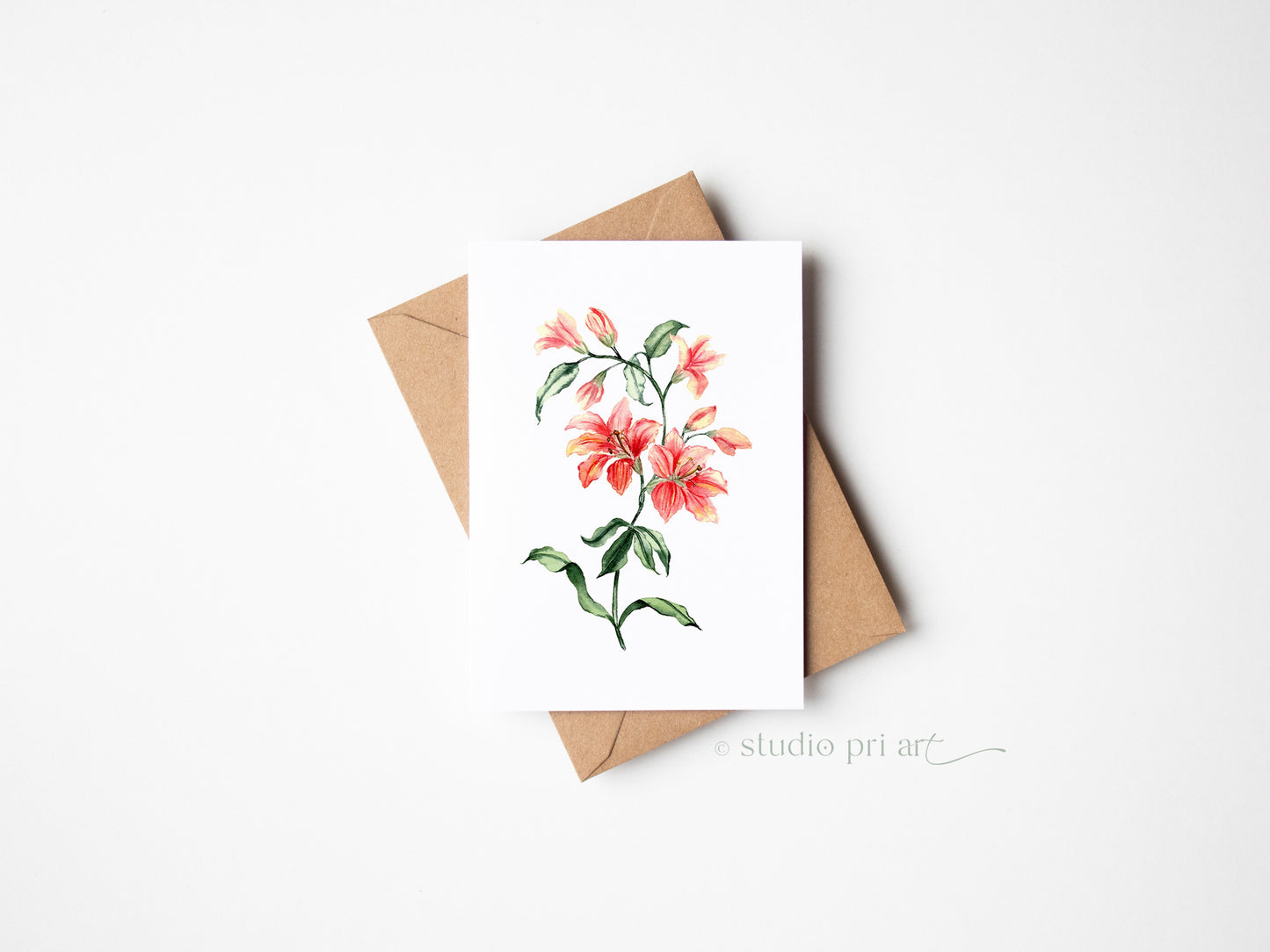 Orange Lillies Greetings Card
