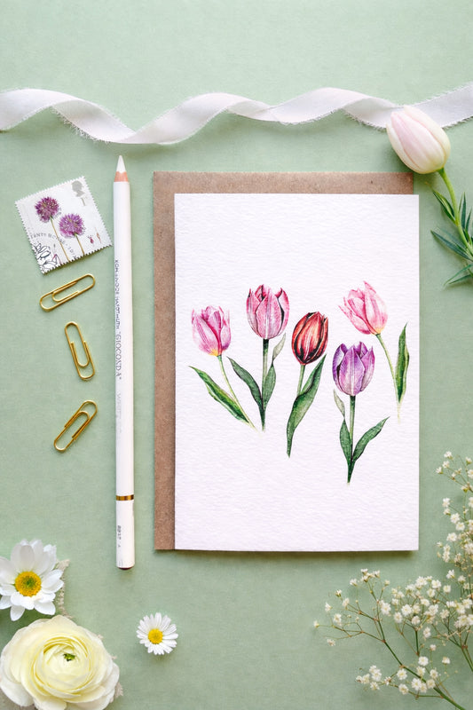 Tulips Spring Floral Greetings Card