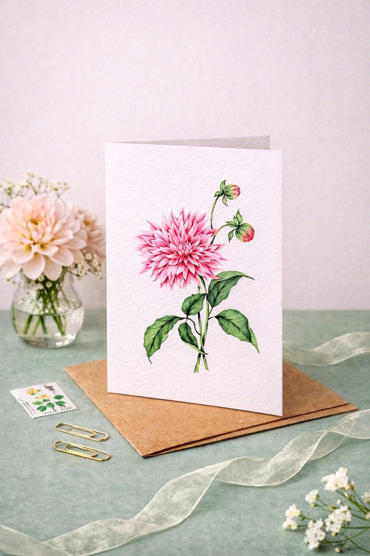 Dahlia Botanical Greetings Card