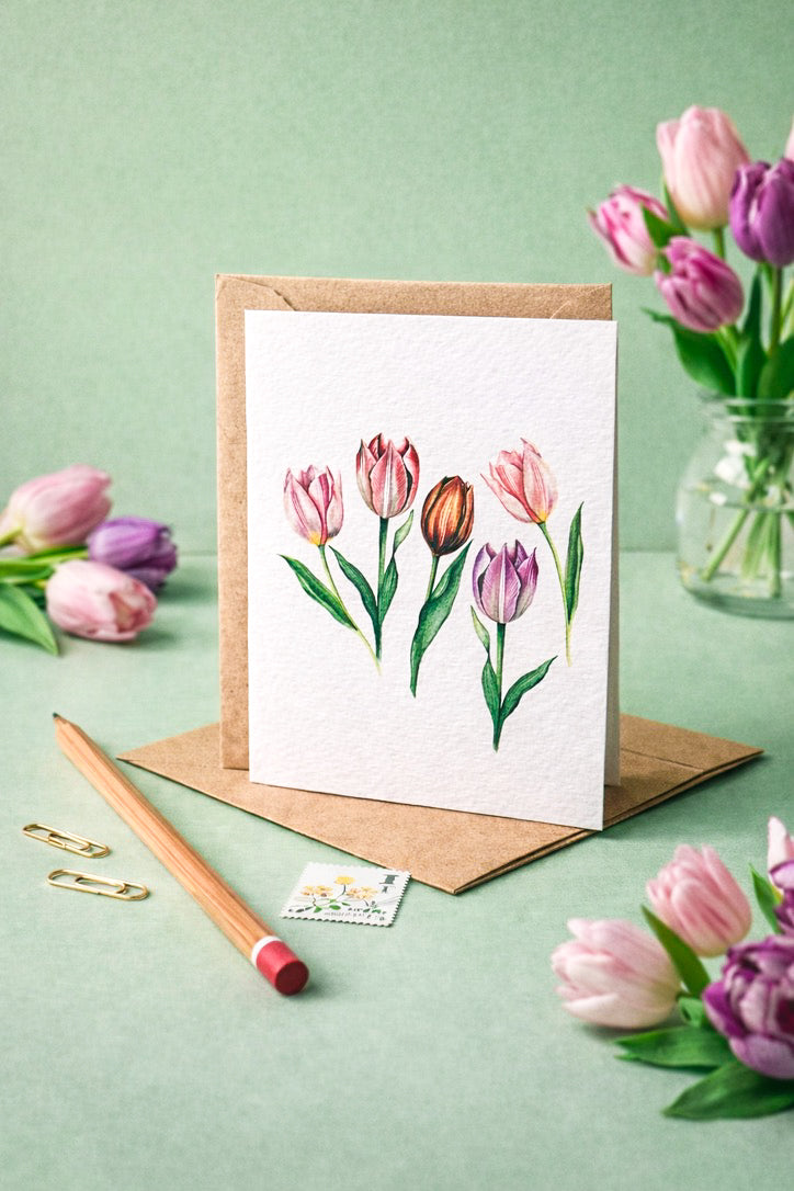 Tulips Spring Floral Greetings Card