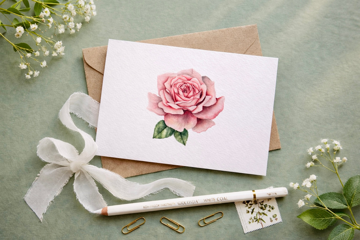 Rose Floral Watercolour Greetings Card
