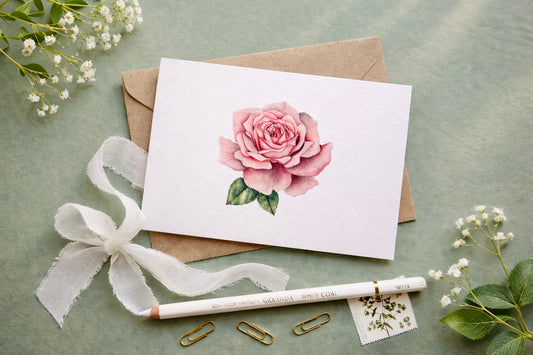 Rose Floral Watercolour Greetings Card