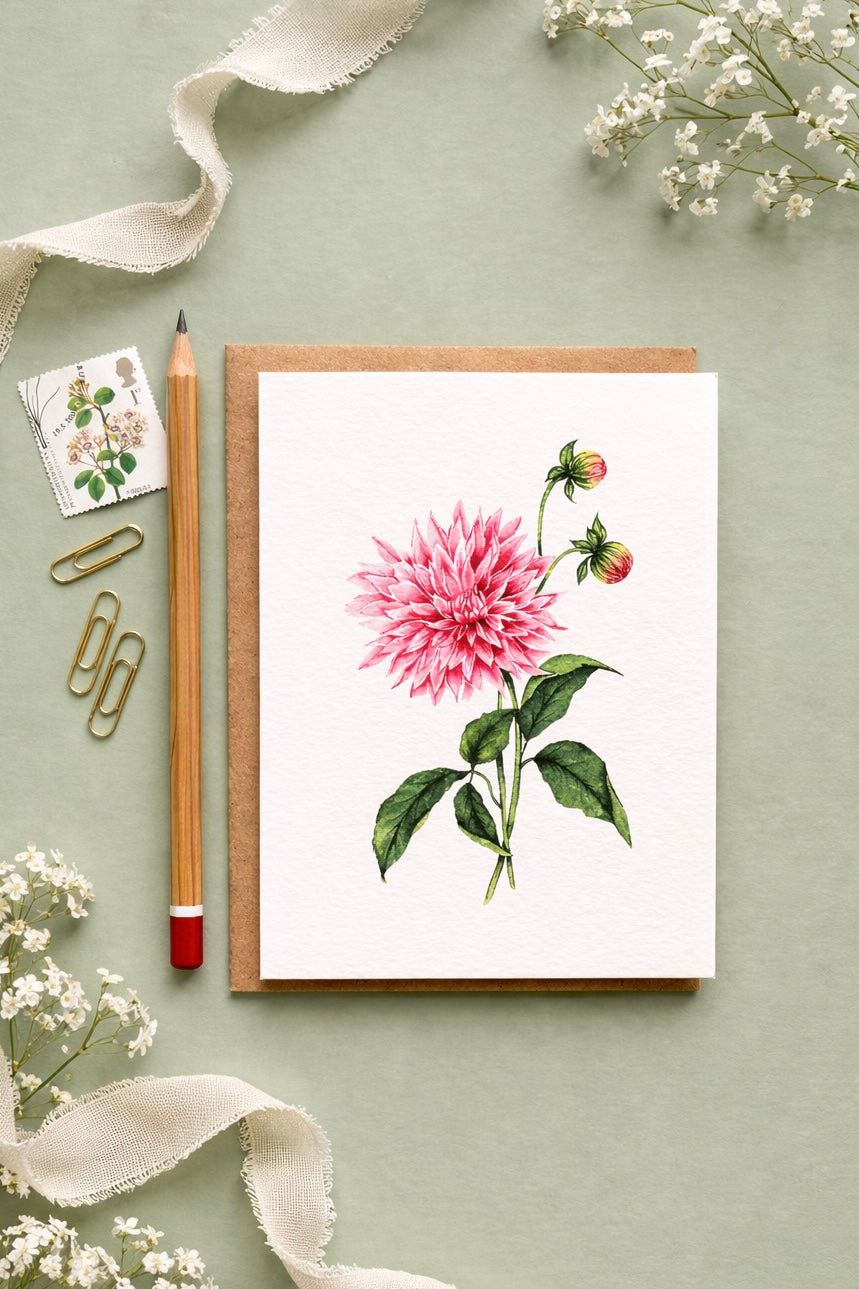 Dahlia Botanical Greetings Card