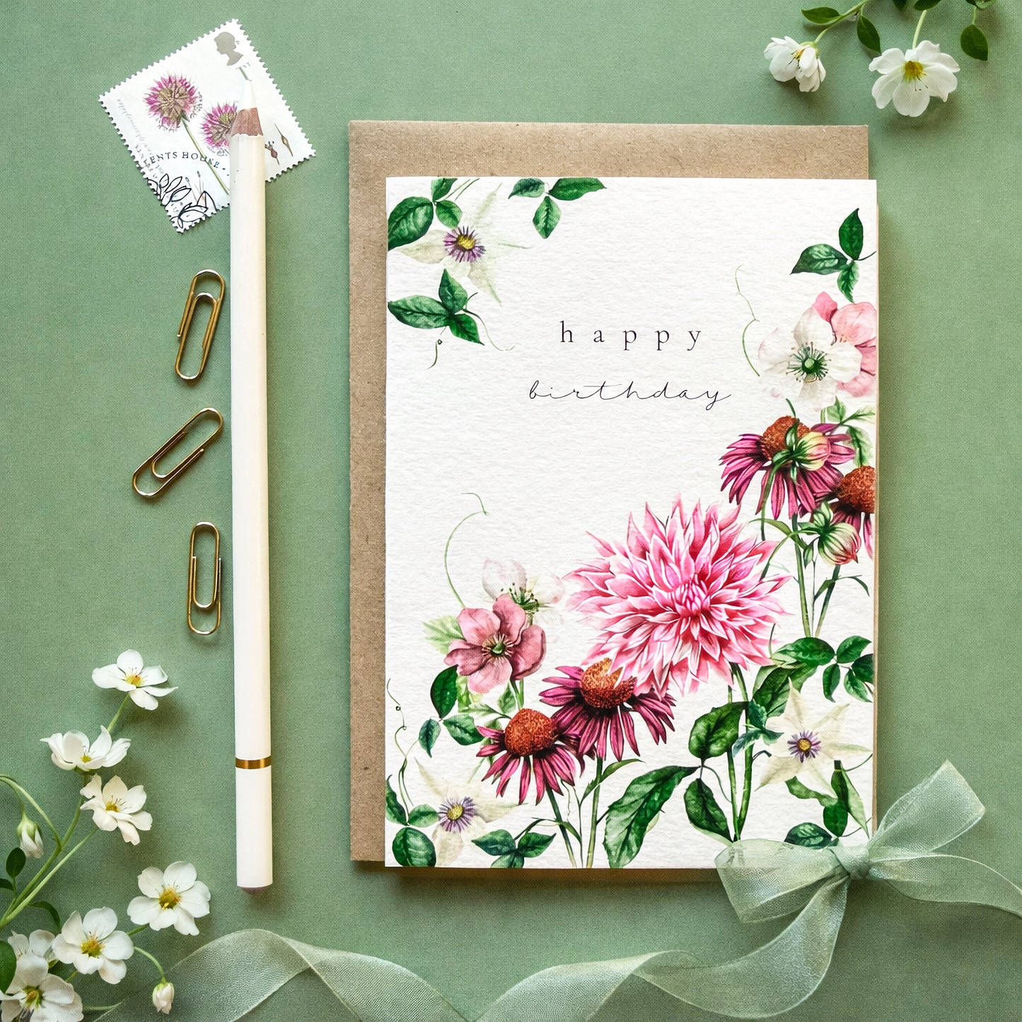 Happy Birthday Floral Greetings Card