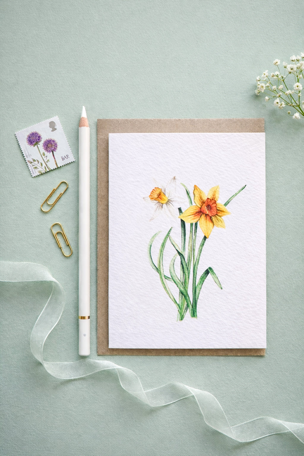 Daffodil Spring Botanical Greetings Card