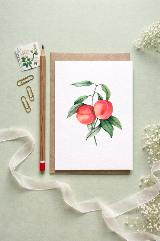Peaches Botanical Greetings Card