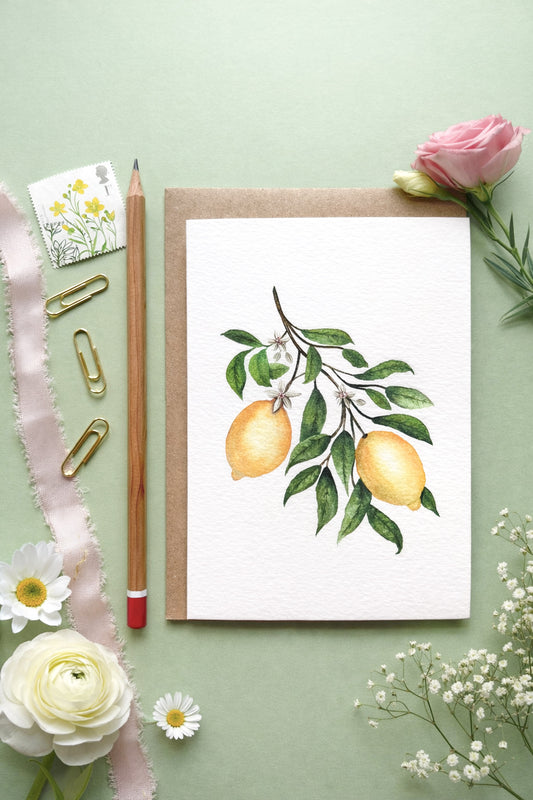Lemons Botanical Watercolour Greetings Card