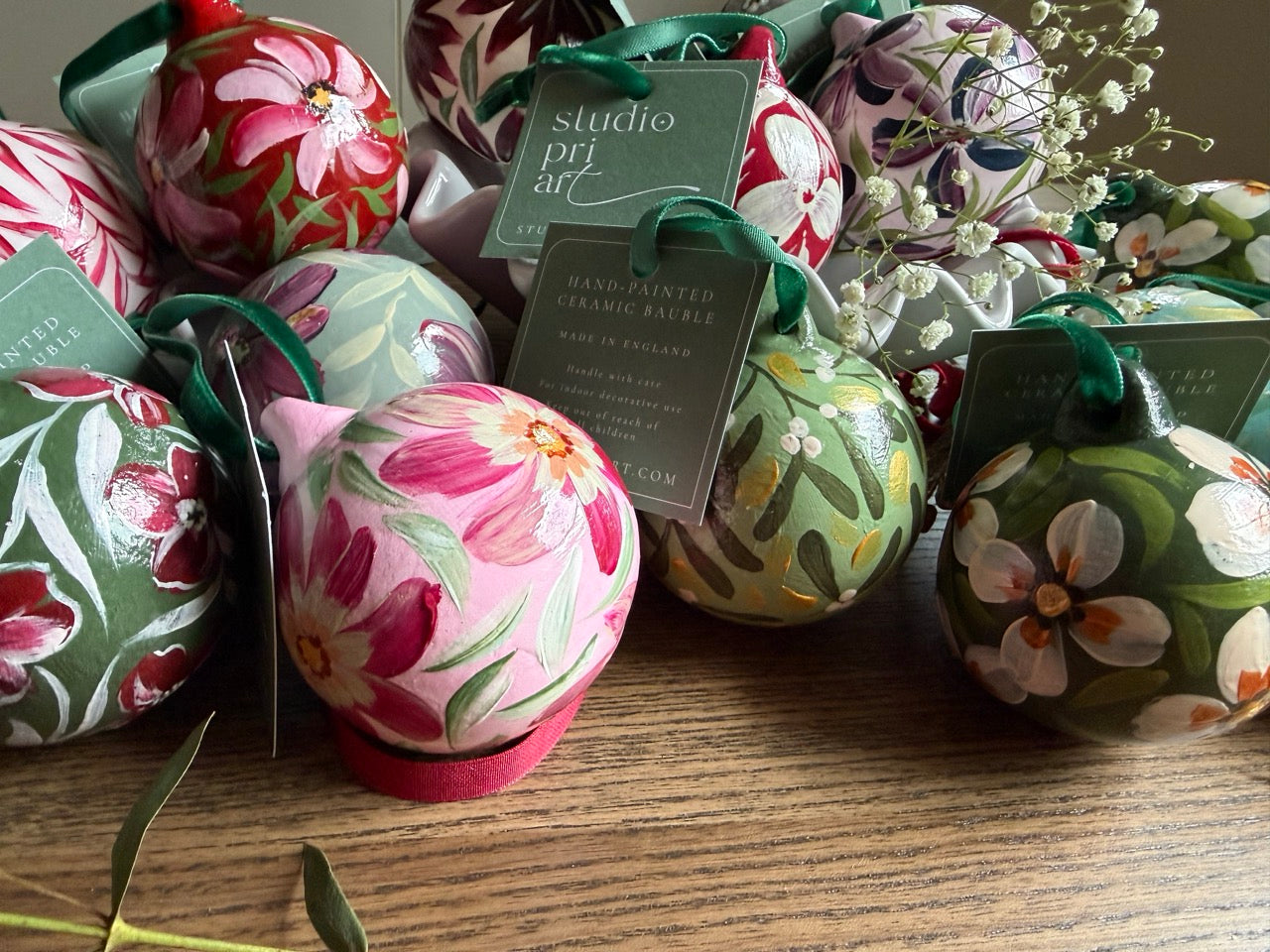 Hand-Painted Ceramic Baubles