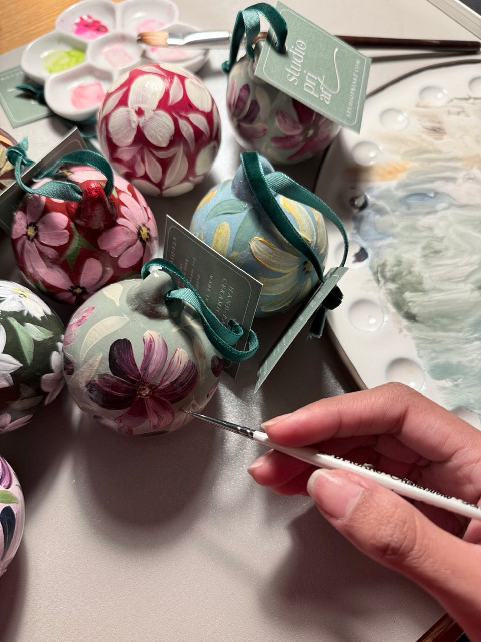 Hand-Painted Ceramic Baubles